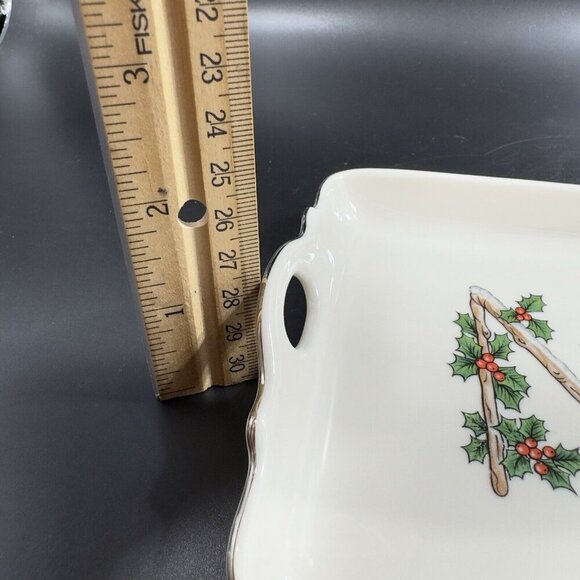 Pickard China Ivory Hand Decorated NOEL Tray USA Porcelain Ceramic Holiday VTG - Picture 7 of 14